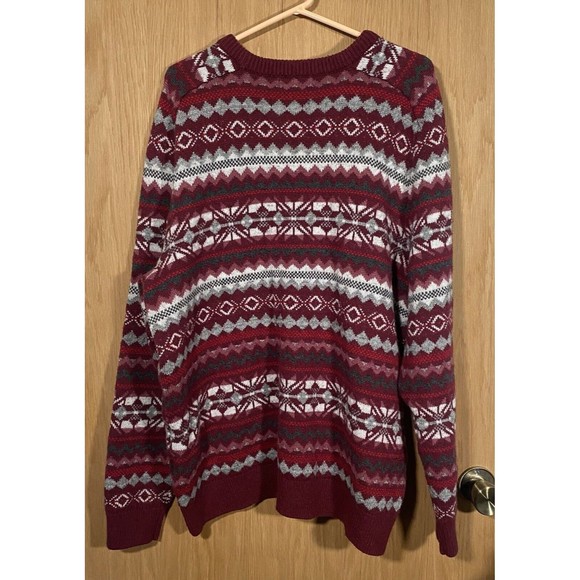 Lands' End Fair Isle Nordic Sweater Ski Wool Blend Pullover Holiday Men's Sz XL - Picture 2 of 8